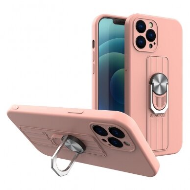 Dėklas su žiedu Ring Case silicone iPhone 11 Pro Max Rožinis