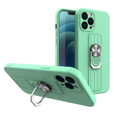 Dėklas su žiedu Ring Case silicone iPhone 12 Pro Max Mėtinis