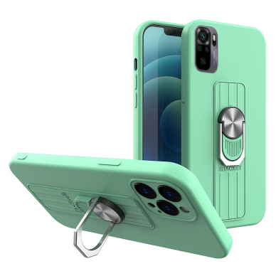 Dėklas su žiedu Ring Case silicone Xiaomi Redmi Note 10 / Redmi Note 10S Mėtinis