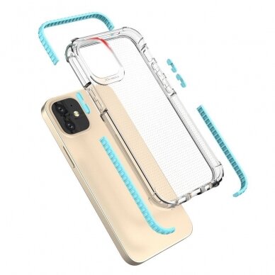 Dėklas Sutvirtintais Kampais Spring Armor clear TPU iPhone 12 mini Žaliais Kraštais 2