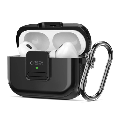 Dėklas Tech-Protect Defender Hook MagSafe  Carabiner for Apple AirPods Pro 1 / 2 - Juodas