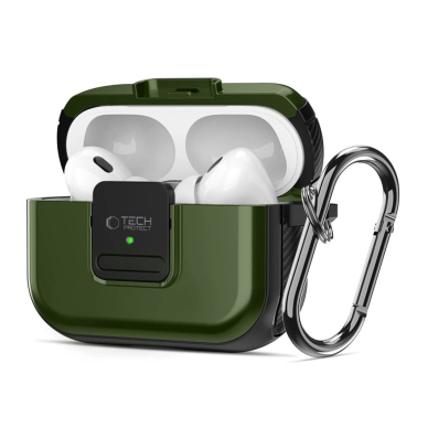 Dėklas Tech-Protect Defender Hook MagSafe  Carabiner for Apple AirPods Pro 1 / 2 - Žalias