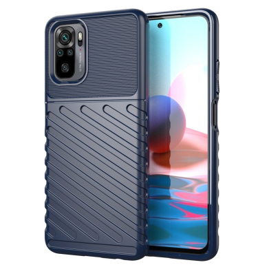 Akcija! Dėklas Thunder Case Flexible Tough Rugged Cover TPU Xiaomi Redmi Note 10 / Redmi Note 10S Tamsiai mėlynas