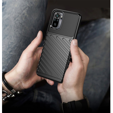 Akcija! Dėklas Thunder Case Flexible Tough Rugged Cover TPU Xiaomi Redmi Note 10 / Redmi Note 10S Tamsiai mėlynas  6