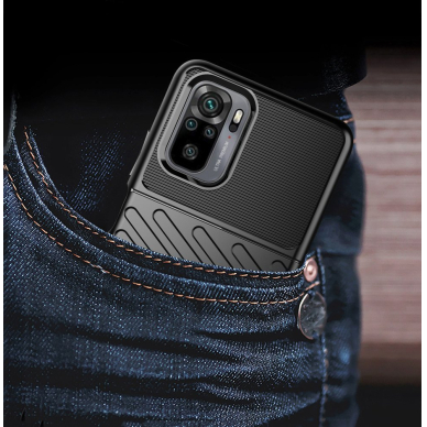 Akcija! Dėklas Thunder Case Flexible Tough Rugged Cover TPU Xiaomi Redmi Note 10 / Redmi Note 10S Tamsiai mėlynas  8