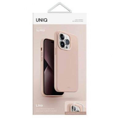 Akcija! Iphone 14 Pro Dėklas Uniq case Lino  Rožinis 6