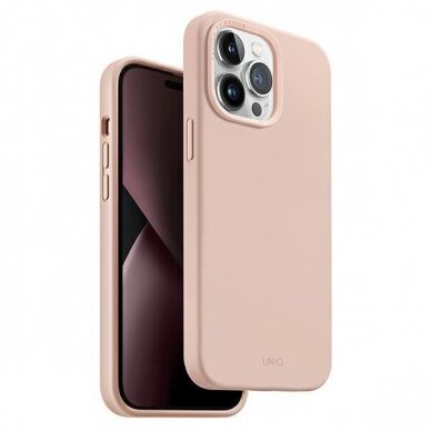 Akcija! Iphone 14 Pro Dėklas Uniq case Lino  Rožinis