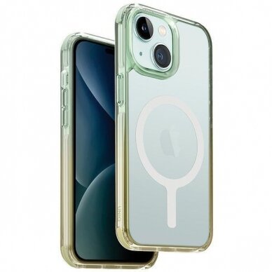 Dėklas Uniq Combat Duo case iPhone 15 6.1  Magclick Charging žalias-yellow/sea ​​žalias-soft yellow