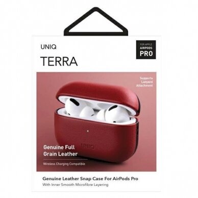 Dėklas Uniq etui Terra AirPods Pro Genuine Leather Raudonas 6