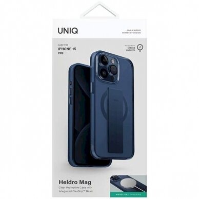 Dėklas UNIQ Heldro Mag iPhone 15 Pro 6.1" Magclick Charging Mėlynas 1