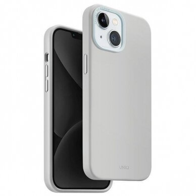 Dėklas Uniq Lino Hue iPhone 15 case 6.1  Magclick Charging light pilkos spalvos