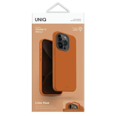 Dėklas Uniq Lino Hue iPhone 15 Pro 6.1  case Magclick Charging Oranžinis/sunset Oranžinis 3