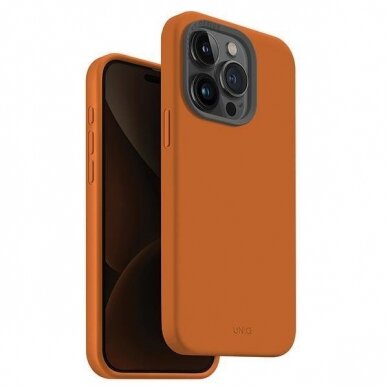 Dėklas Uniq Lino Hue iPhone 15 Pro 6.1  case Magclick Charging Oranžinis/sunset Oranžinis