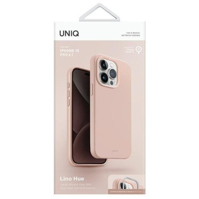 Dėklas Uniq Lino Hue iPhone 15 Pro 6.1  case Magclick Charging rožinis/blush rožinis 3