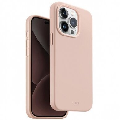 Dėklas Uniq Lino Hue iPhone 15 Pro 6.1  case Magclick Charging rožinis/blush rožinis