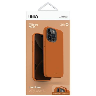 Dėklas Uniq Lino Hue iPhone 15 Pro Max 6.7  case Magclick Charging Oranžinis/sunset Oranžinis 3