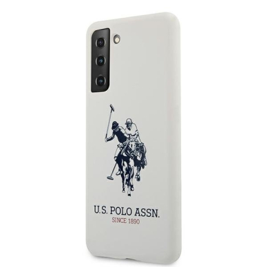 Dėklas US Polo USHCS21MSLHRWH Silicone Logo Samsung Galaxy S21 Plus telefonui baltas 1