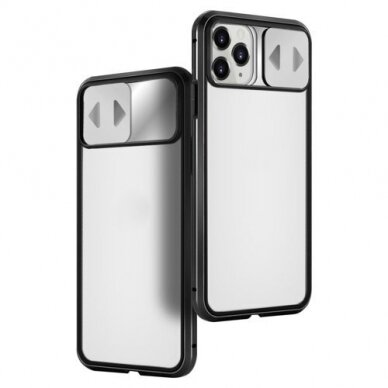 Dėklas Wozinsky Magnetic Cam Slider Case Full Body Cover Built-In Front Glass Lens Rotector skirta Huawei P40 Black UGLX912