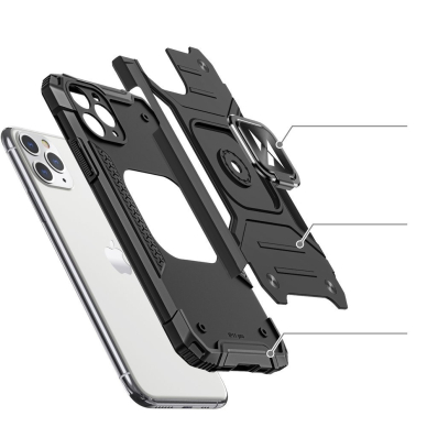 Akcija! *** Pažeista pakuotė *** Iphone 11 Pro Max Dėklas Wozinsky Ring Armor Case Mėlynas 2