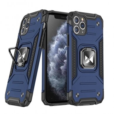 Akcija! *** Pažeista pakuotė *** Iphone 11 Pro Max Dėklas Wozinsky Ring Armor Case Mėlynas