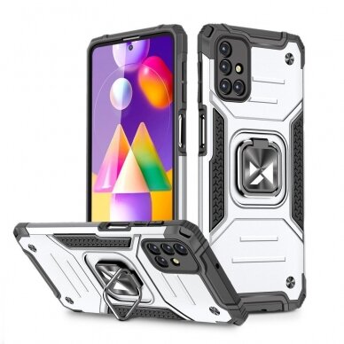 Dėklas Wozinsky Ring Armor Case Samsung Galaxy M31s Sidabrinis