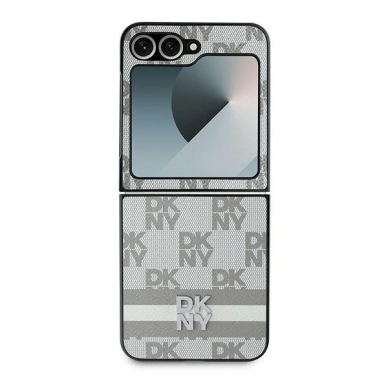 DKNY Checkered Pattern Printed Stripes Dėklas Samsung Galaxy Z Flip 6 - Beige 1