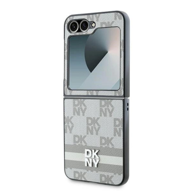 DKNY Checkered Pattern Printed Stripes Dėklas Samsung Galaxy Z Flip 6 - Beige 5