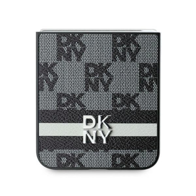 DKNY Checkered Pattern Printed Stripes Dėklas Samsung Galaxy Z Flip 6 - Juodas 4