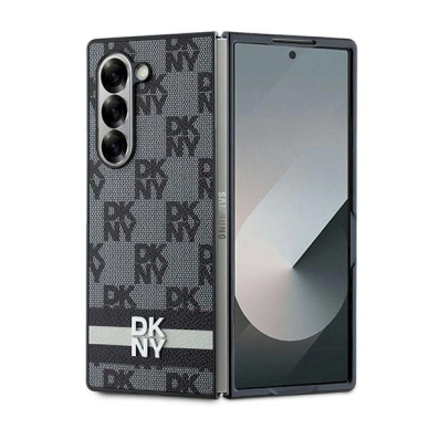 DKNY Checkered Pattern Printed Stripes Dėklas Samsung Galaxy Z Fold 6 - Juodas