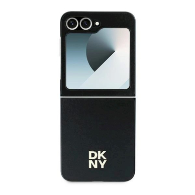 DKNY Leather Metal Stack Logo Dėklas Samsung Galaxy Z Flip 6 - Juodas 1