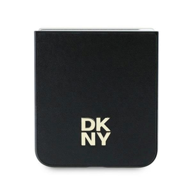 DKNY Leather Metal Stack Logo Dėklas Samsung Galaxy Z Flip 6 - Juodas 4