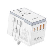 Dudao A65Pro 65W EU / US / JP / AUS / UK travel adapter 2x USB-C 2x USB-A - baltas