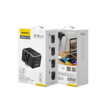 Dudao A35Pro 35W EU / UK / AUS / US / JP travel adapter 3x USB-C 2x USB-A - Juodas 2