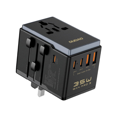 Dudao A35Pro 35W EU / UK / AUS / US / JP travel adapter 3x USB-C 2x USB-A - Juodas