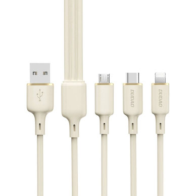 Dudao L7SE 3in1 Kabelis USB-C - USB-C / Lightning / micro USB 66W 1.2m - beige