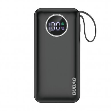 Dudao powerbank 10000mAh 1xUSB-A / 1xUSB-C 22.5W with built-in cable 1xLightning / 1xUSB-C Juodas (K15sB)