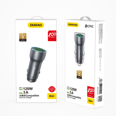 Dudao R4+ car charger 2xUSB-A 120W 3A Pilkas 4