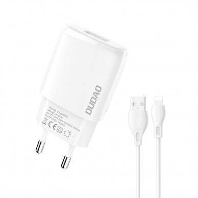 Dudao USB-A 7.5W charger + USB-A cable - Lightning 1m white (A1sEUL)