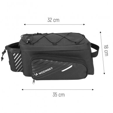 Dviračio Bagažinės Krepšys Wozinsky Bicycle Bike Pannier Bag Rear Trunk Bag with Shoulder Strap 9L Juodas (WBB22BK) 3