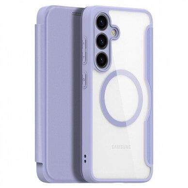 Eko odos atverčiamas dėklas Dux Ducis Skin X Pro Samsung S921 S24 Violetinis