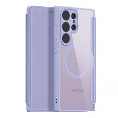 Eko odos atverčiamas dėklas Dux Ducis Skin X Pro Samsung S928 S24 Ultra Violetinis