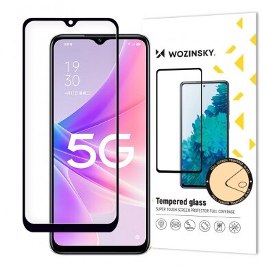 Ekrano apsauga Wozinsky Full Glue Tempered Glass Oppo A77 4G / A57 4G / A57s / A57e Juodais kraštais (tinka su dėklu)