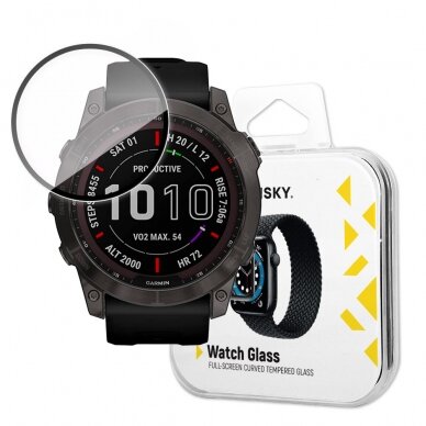 Ekrano apsauga Wozinsky hybrid glass Garmin Fenix 7 Juodais kraštais