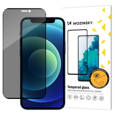 Ekrano apsauga Wozinsky Privacy Glass iPhone 12 Pro / iPhone 12 Anti Spy juodais kraštais