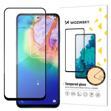 Ekrano apsauga Wozinsky Super Tough Full Glue Tempered Glass TCL 20 5G Juodais kraštais (tinka su dėklu)