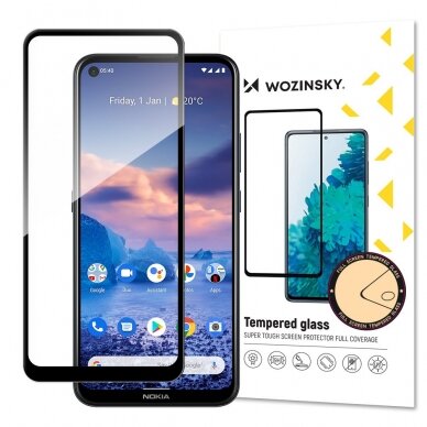 Ekrano apsauga Wozinsky Tempered Glass Nokia 5.4 Juodais kraštais (tinka su dėklu)