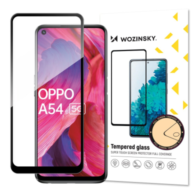 Ekrano apsauga Wozinsky Tempered Glass Oppo A54 5G Juodais kraštais (tinka su dėklu)