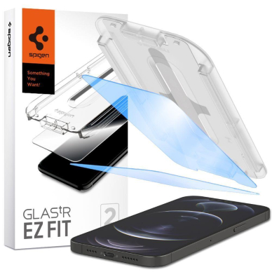 Ekrano Apsauginis Stiklas SPIGEN GLAS.TR ”EZ FIT” ANTIBLUE 2vnt. IPHONE 13 / 13 PRO