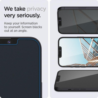 Ekrano Apsauginis Stiklas SPIGEN GLAS.TR ”EZ FIT” PRIVACY 2vnt. IPHONE 13 / 13 PRO 4