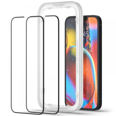 Ekrano Apsauginis Stiklas Su Rėmeliu Spigen ALM Glass FC 2vnt. iPhone 13 Pro / iPhone 13